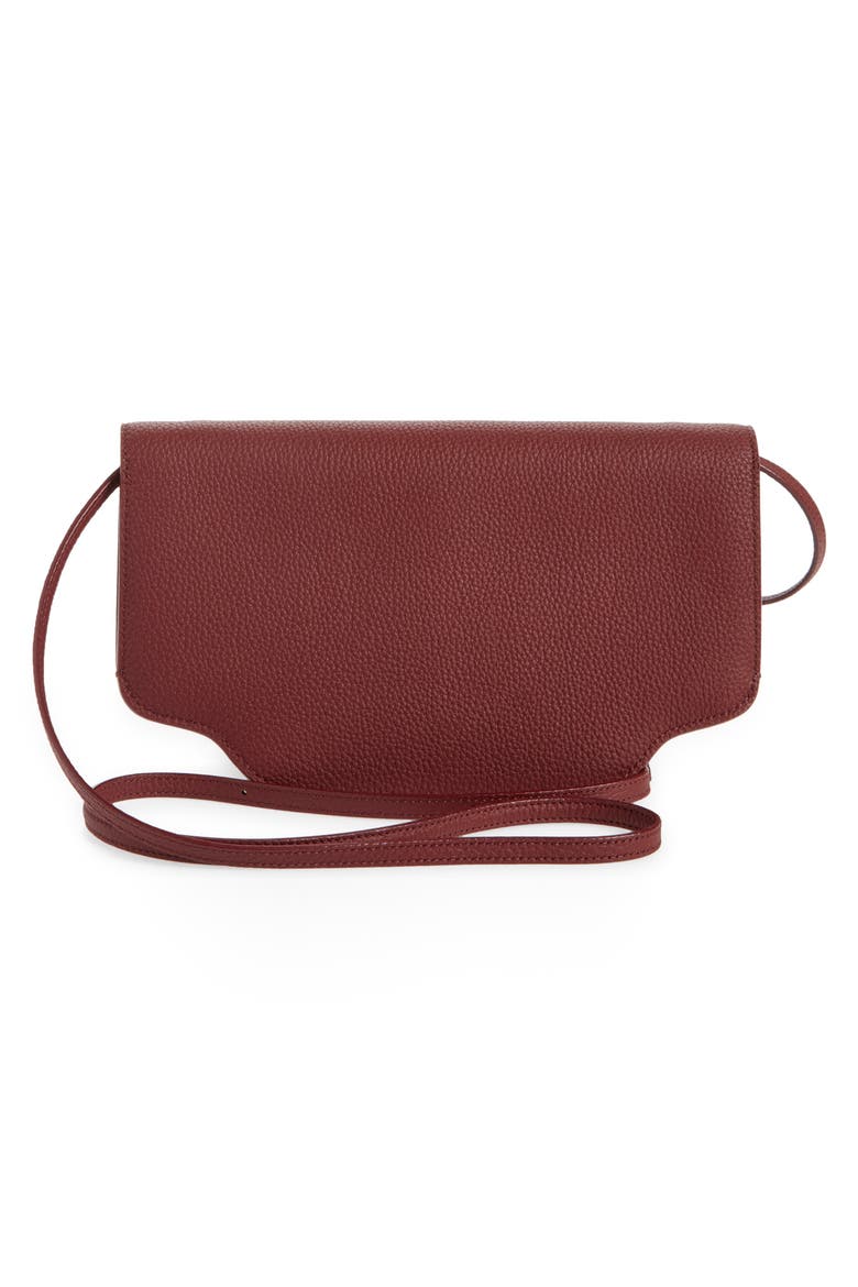 Sesia Leather Crossbody Wallet, Alternate, color, BURGUNDY