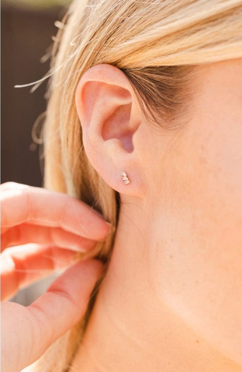 MADE BY MARY CZ Triple Baguette Stud Earrings, Alternate, color, Silver