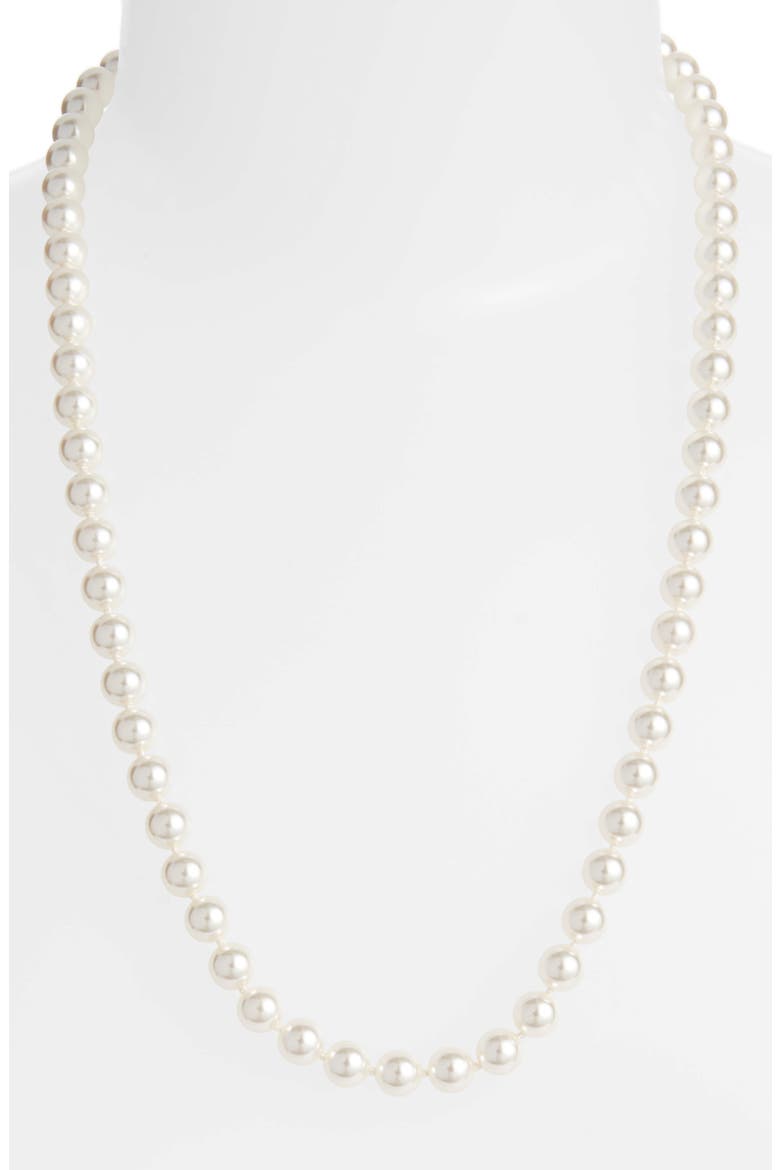 Simulated Pearl Long Necklace, Alternate, color, PEARL/ SILVER