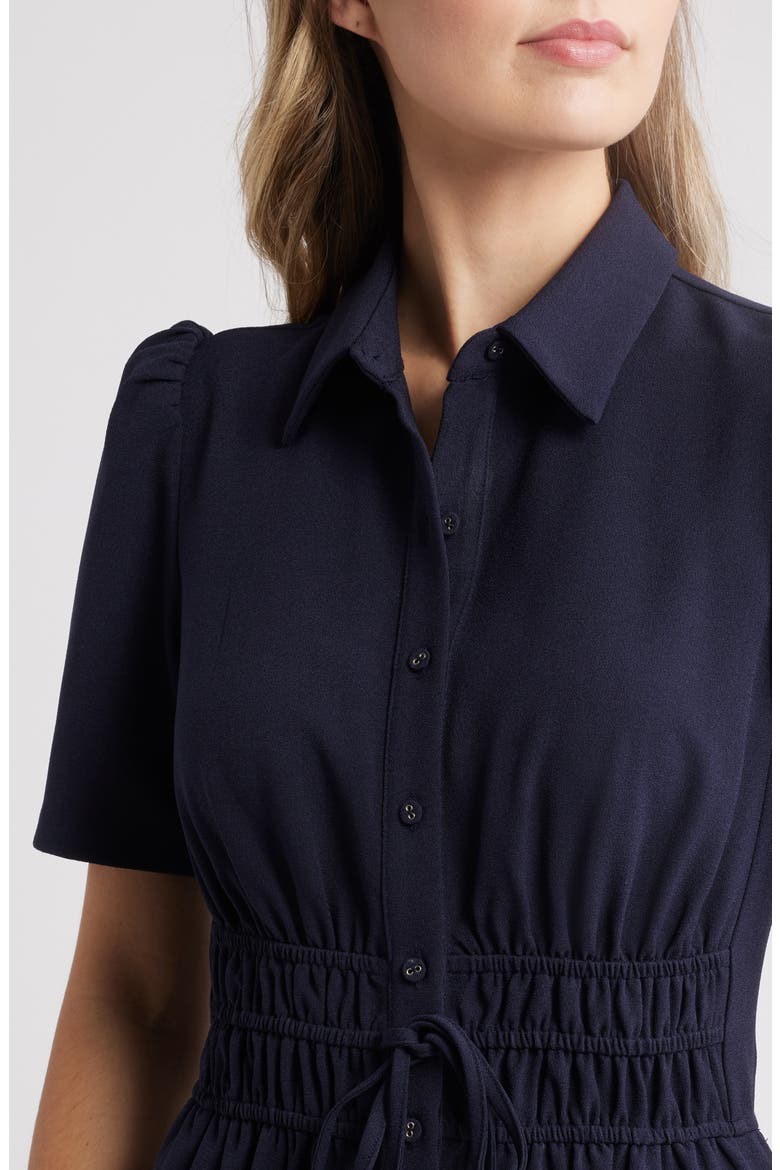 Puff Sleeve Shirtdress, Alternate, color, NAVY
