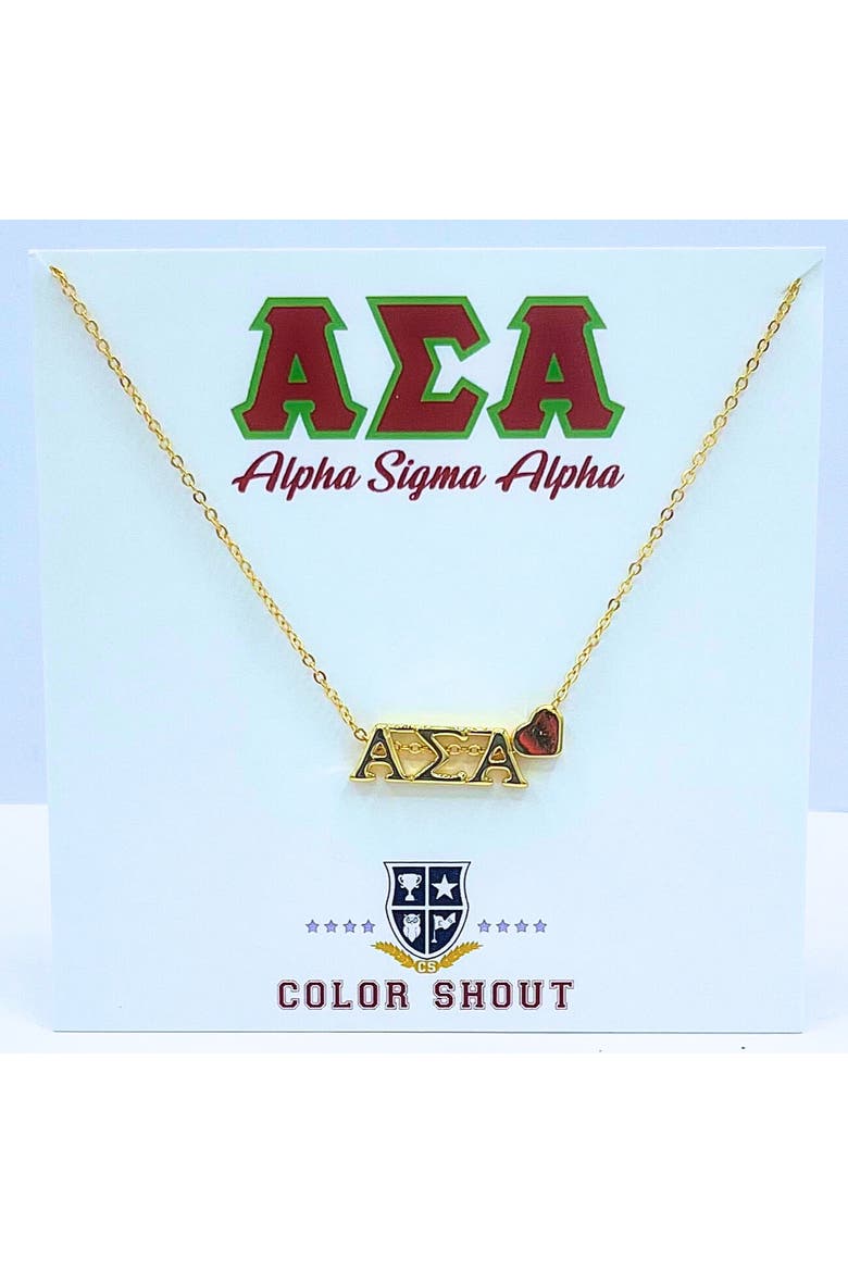 Alpha Sigma Alpha Sorority Gold Heart Necklace, Main, color, Yellow Gold