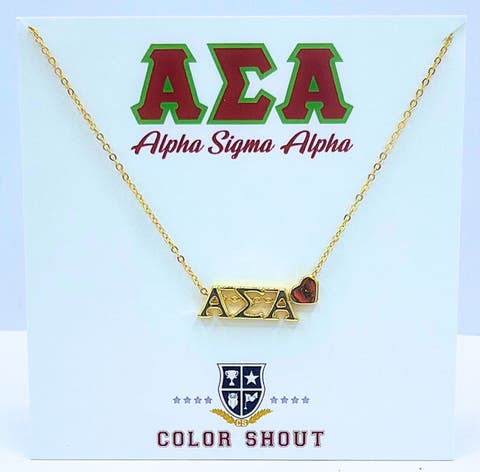 Alpha Sigma Alpha Sorority Gold Heart Necklace