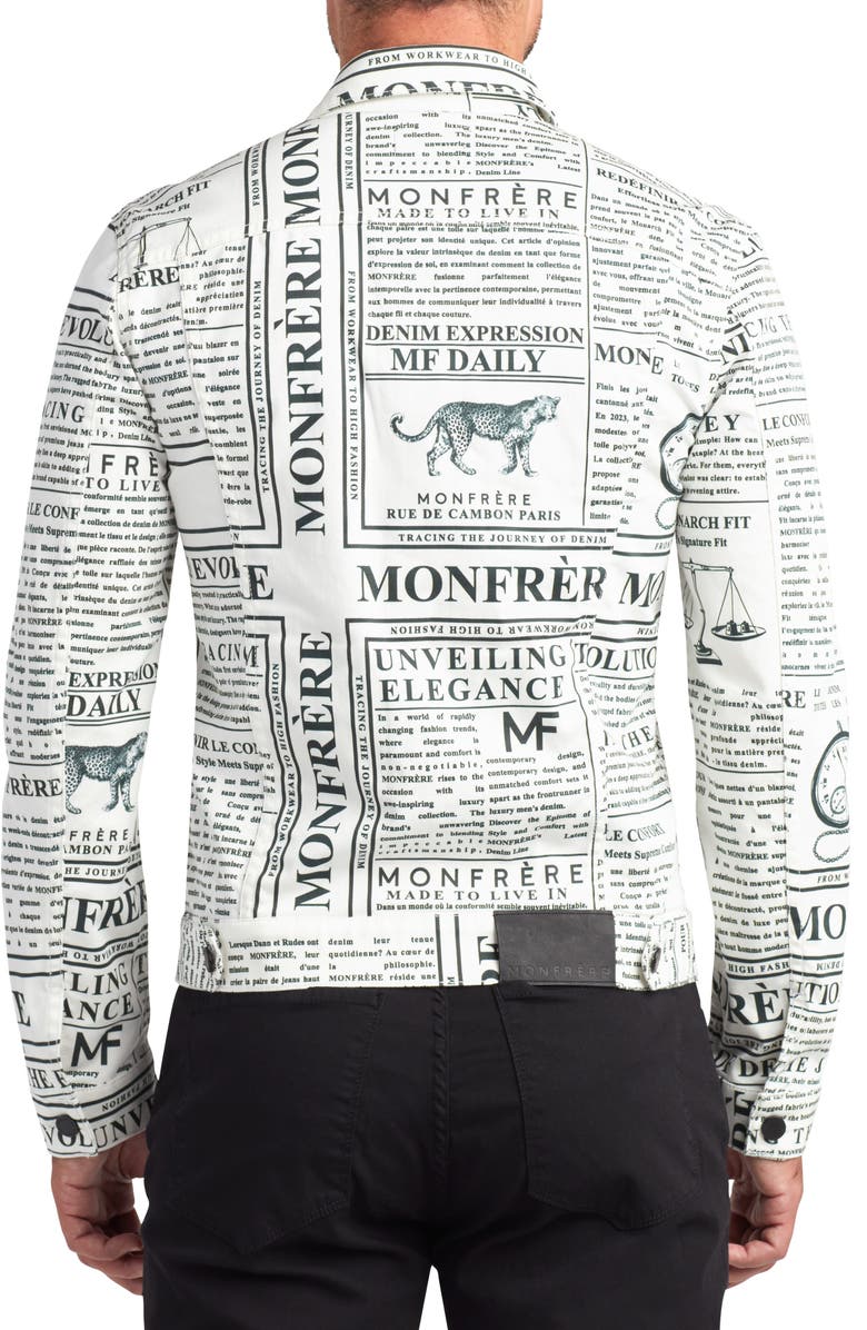 Monfrère Dean Daily Newspaper Print Trucker Jacket, Alternate, color, 