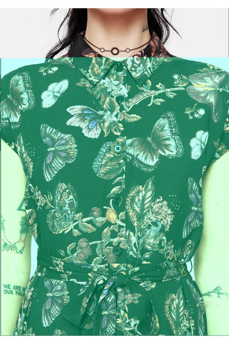 Eloise Floral Butterfly Print Midi Dress, Alternate, color, Purple