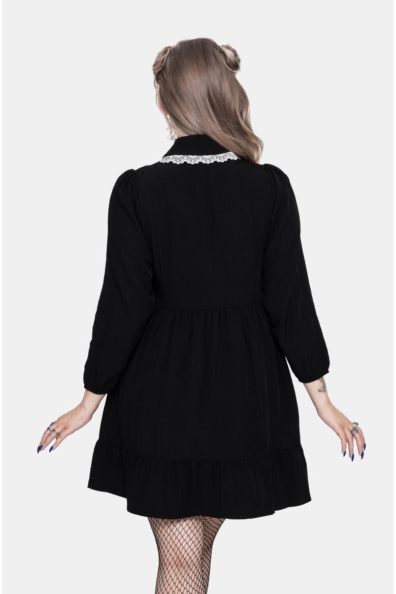 Salem Collar Mini Smock Dress, Alternate, color, Black