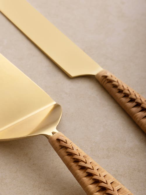 Gauri Kohli Helsinki Cake Servers, Set Of 2 In Gold