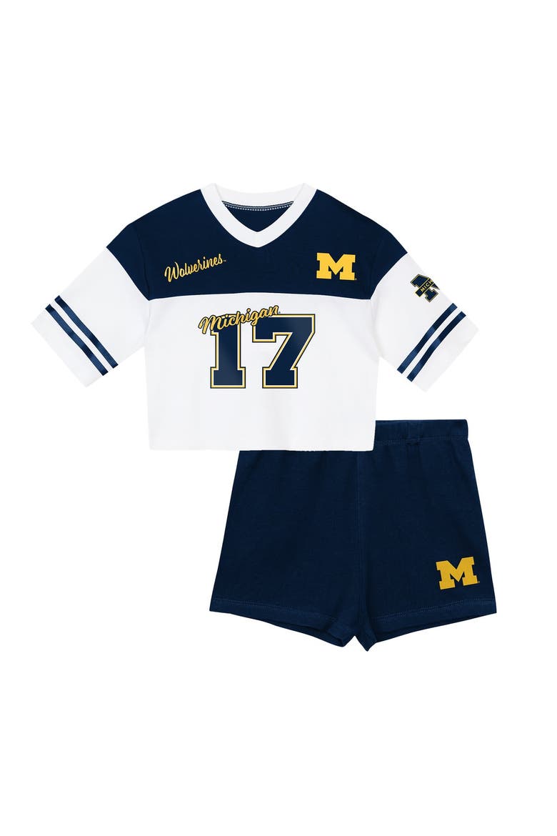 Girls Preschool Outerstuff  Navy Michigan Wolverines Cutest Player V-Neck T-Shirt & Shorts Set, Main, color, Navy