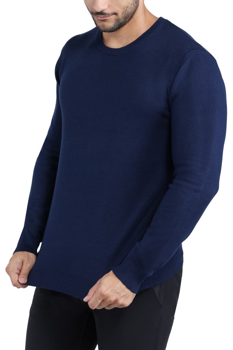 Crewneck Knit Sweater, Alternate, color, NAVY