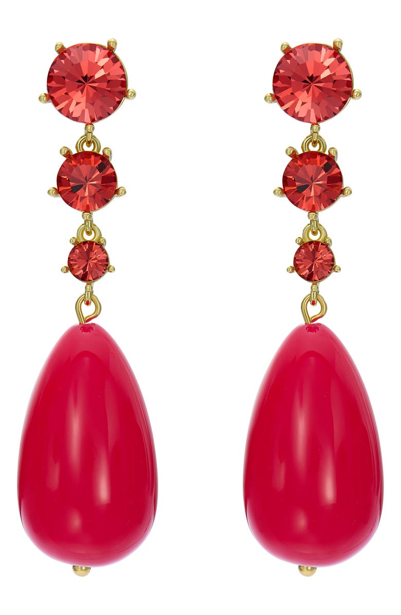 Ted Baker Pearsti Statement Crystal Drop Earrings, Main, color, Gold Tone / Ruby / Hot Pink