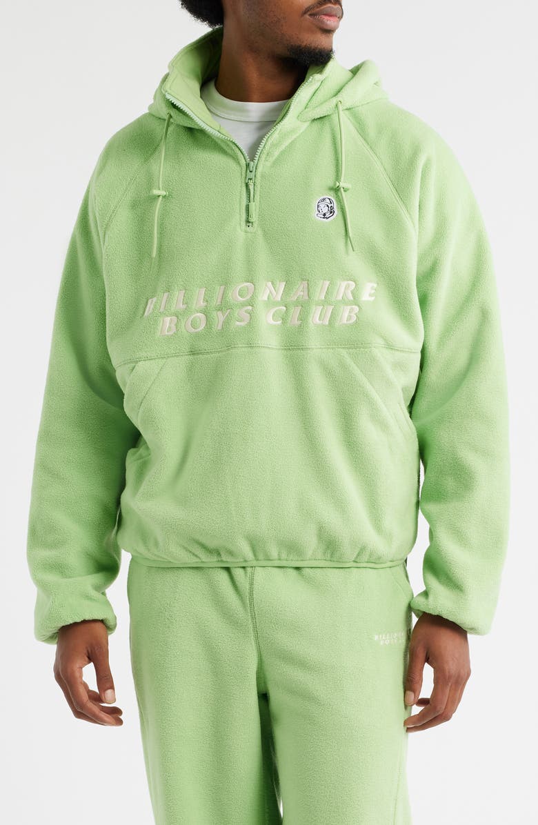 Billionaire Boys Club BB Windrunner Hooded Fleece Quarter Zip Pullover, Main, color, Forest Shade