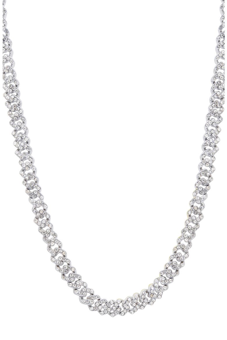 Crystal Curb Chain Necklace, Main, color, SILVER