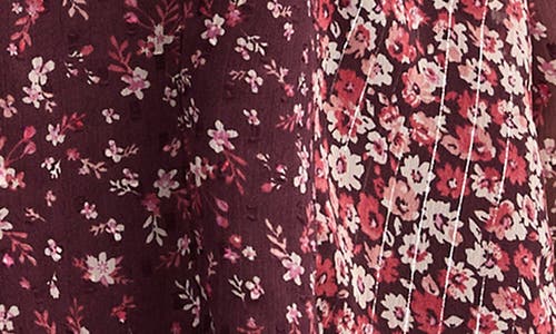 Lucky Brand Mixed Print Swing Top In Burgundy