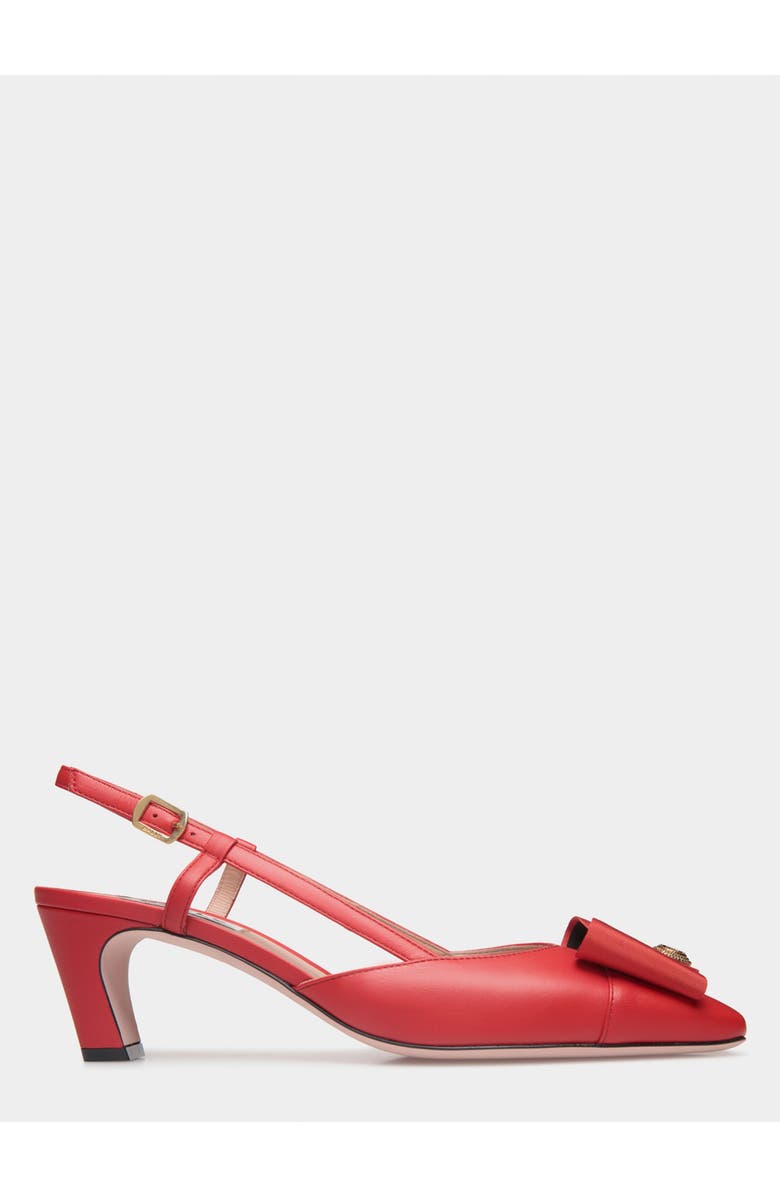 Bally B-Bow Slingback Pump in Leather, Main, color, Red
