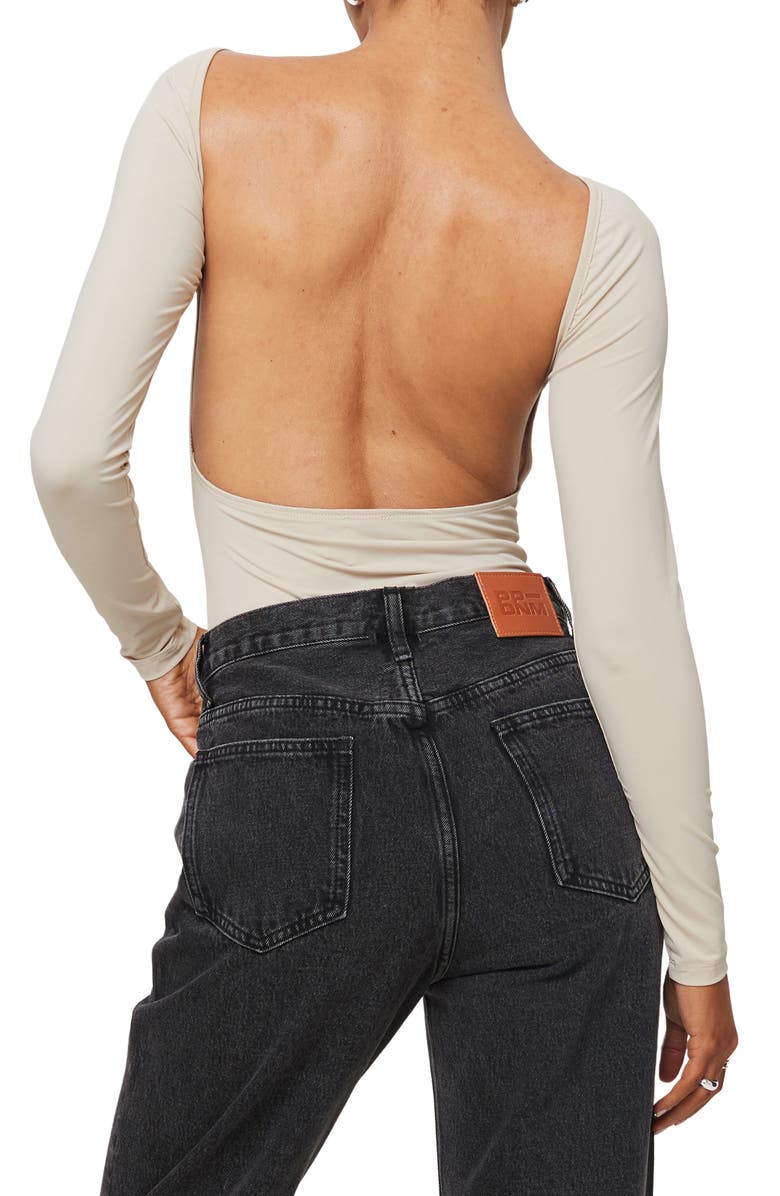 Princess Polly Gatewood Back Cutout Long Sleeve Bodysuit, Alternate, color, 