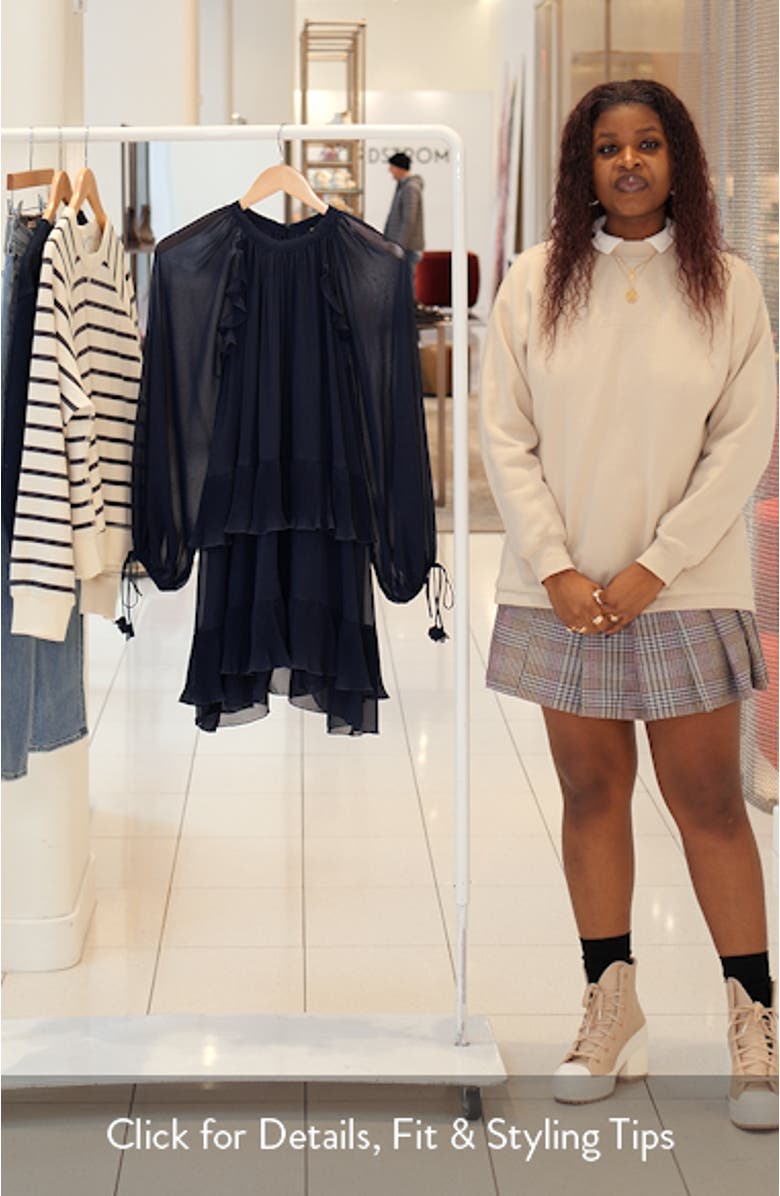 Nicolette Tiered Ruffle Long Sleeve Trapeze Dress, sales video thumbnail