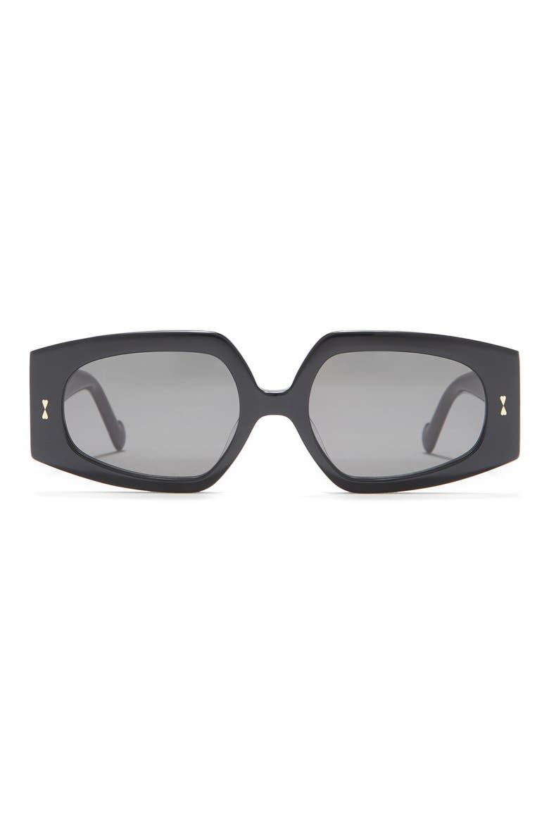 54mm Espionage Rectangle Sunglasses, Main, color, BLACK / GREEN MONO