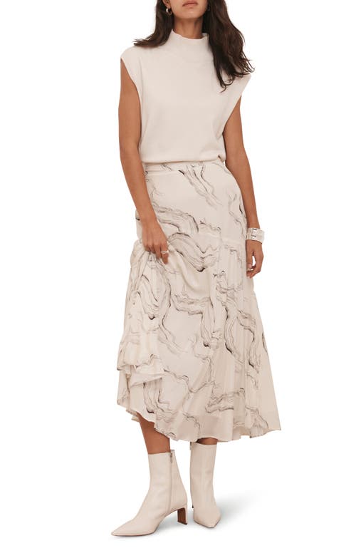 Mint Velvet Marble Print Midi Skirt In Multi