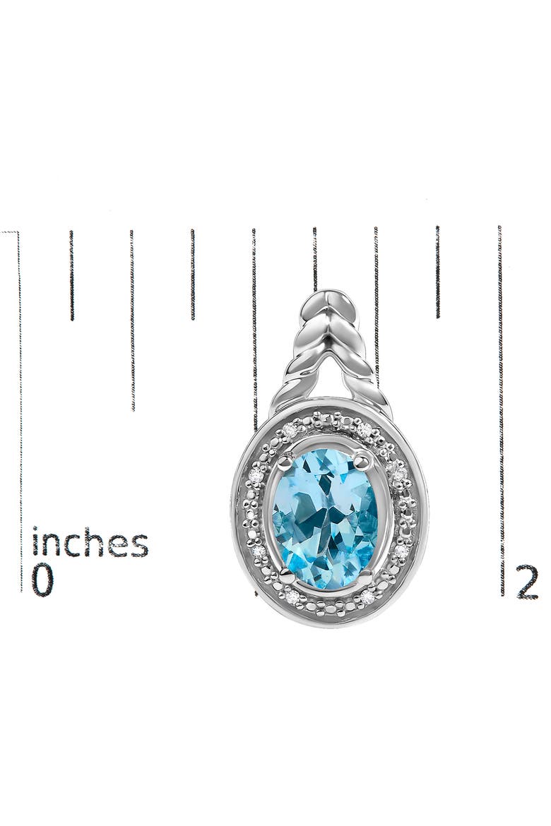 Sterling Silver Oval Blue Topaz and Diamond Accent Twist and Halo Drop Earrings, Alternate, color, Silver
