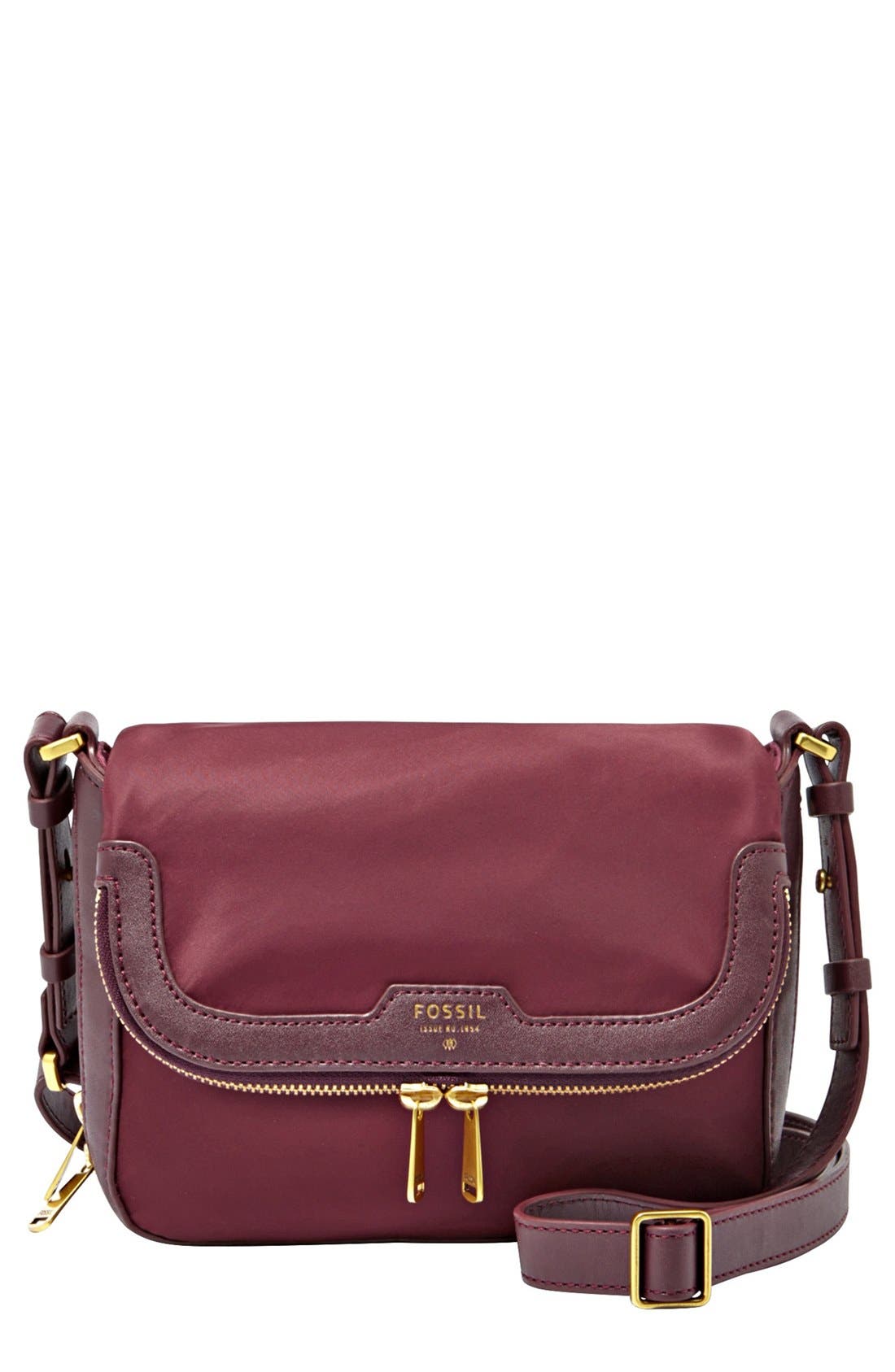 'Small Preston' Nylon Crossbody Bag, Main, color, RAISIN