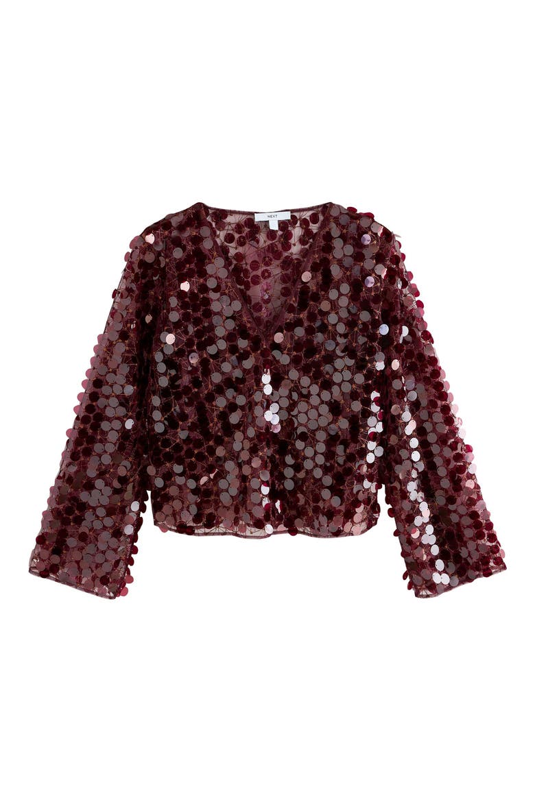 Sequin Sheer Mesh Top, Main, color, RED