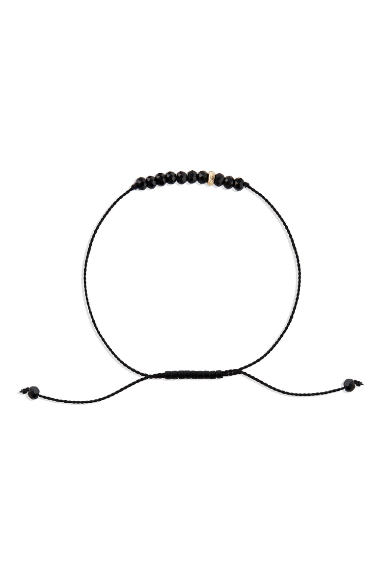 The Energy Project Bracelet - Protection With Black Tourmaline & Solid 14K Gold Bead, Main, color, Black