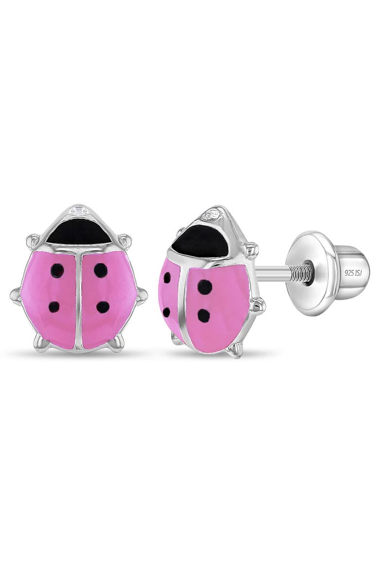 Adorable Enamel Ladybug Earrings, Main, color, Pink