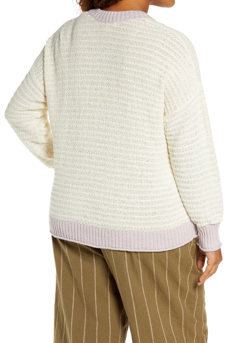 Seabrook Cardigan Sweater, Alternate, color, ANTIQUE CREAM/ PALE LILAC