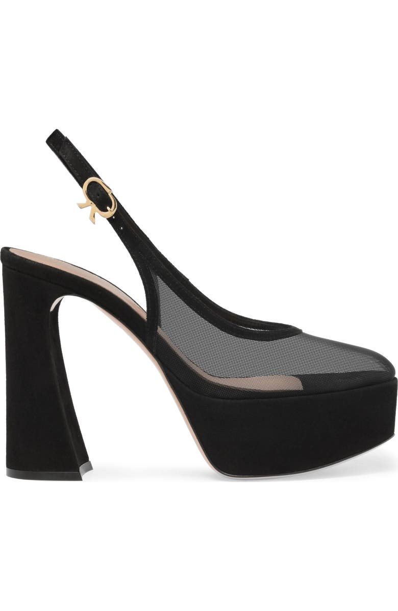 Gianvito Rossi Chopine Slingback, Main, color, Black Suede And Plexi