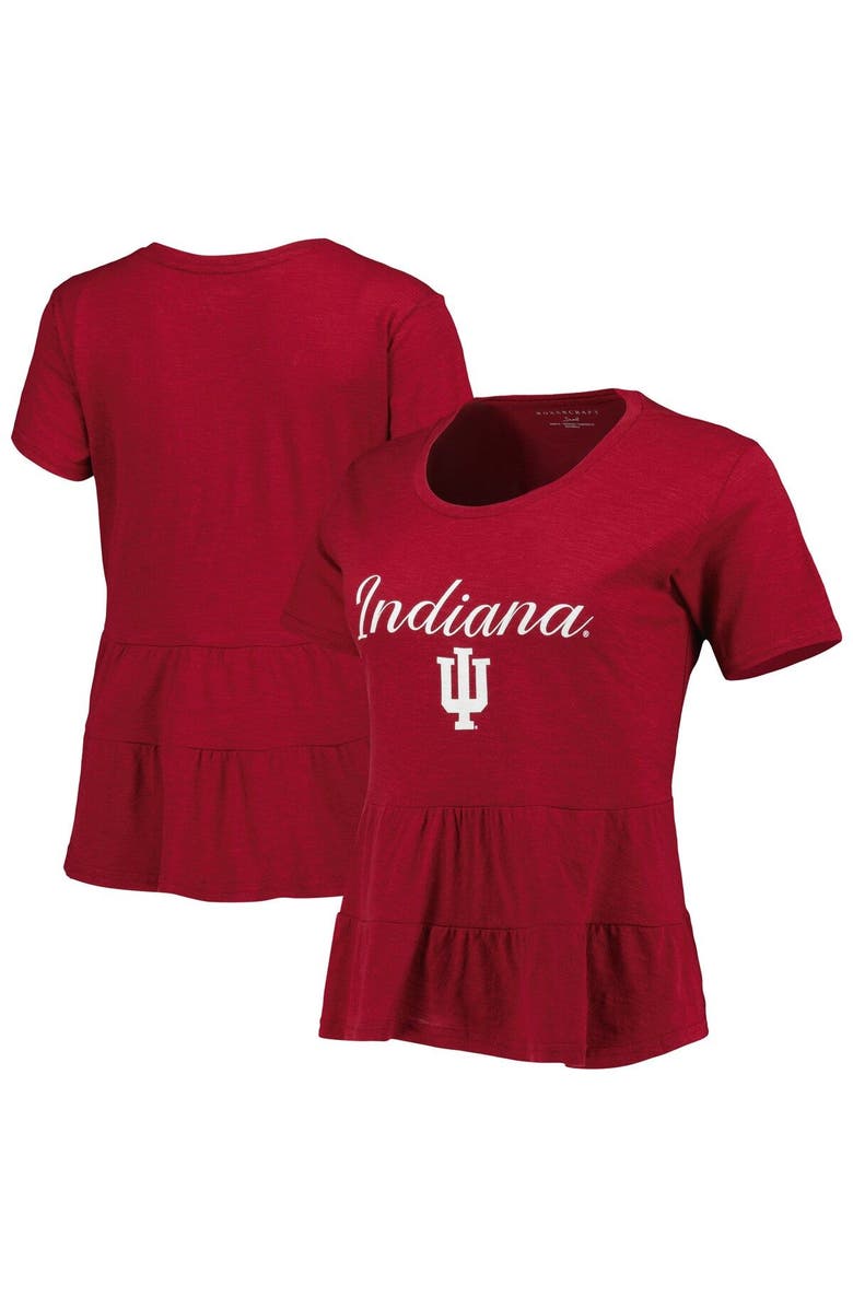 BOXERCRAFT Women's Crimson Indiana Hoosiers Willow Ruffle-Bottom T-Shirt, Main, color, 