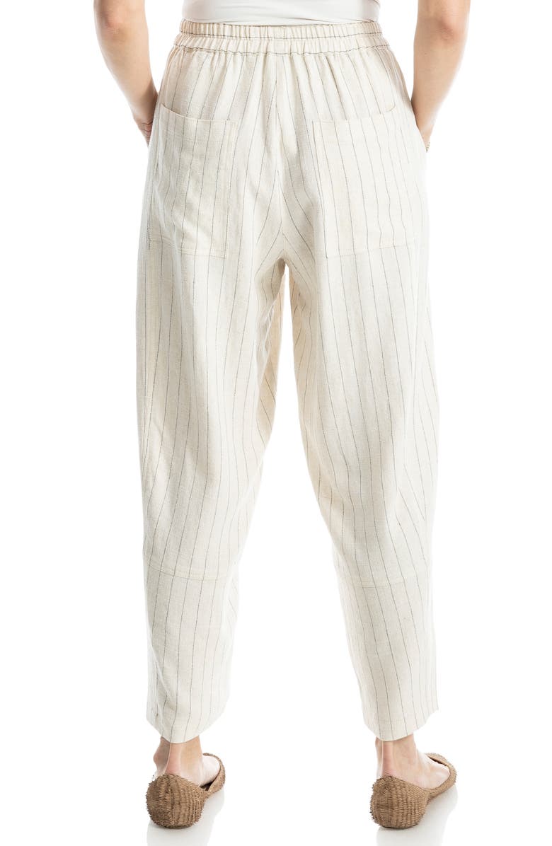 MAX STUDIO Stripe Linen Blend Barrel Pants, Alternate, color, Natural/ Black
