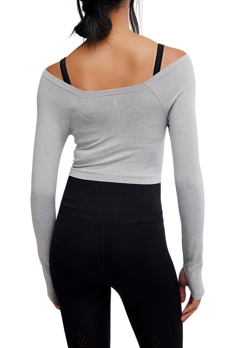 High Plank Crop Top, Alternate, color, HEATHER GREY