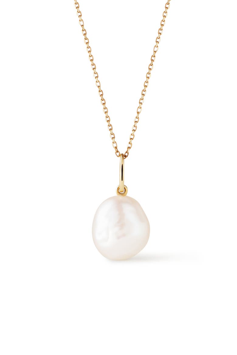 Solid Yellow Gold - Organic Pearl Necklace, Main, color, Gold