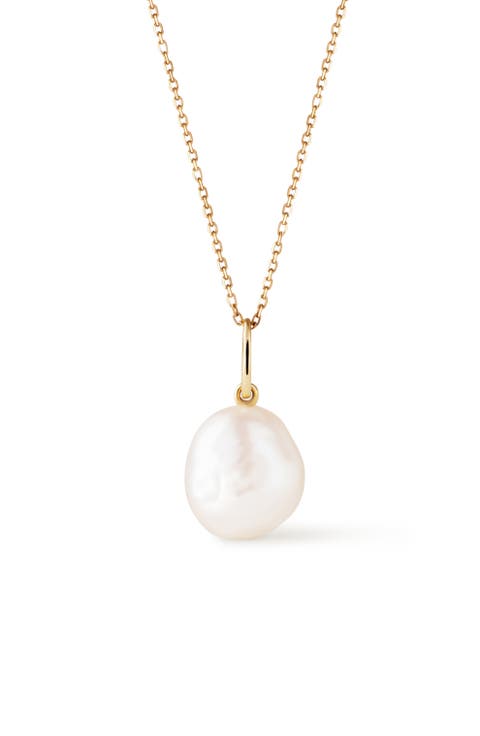 Solid Yellow Gold - Organic Pearl Necklace