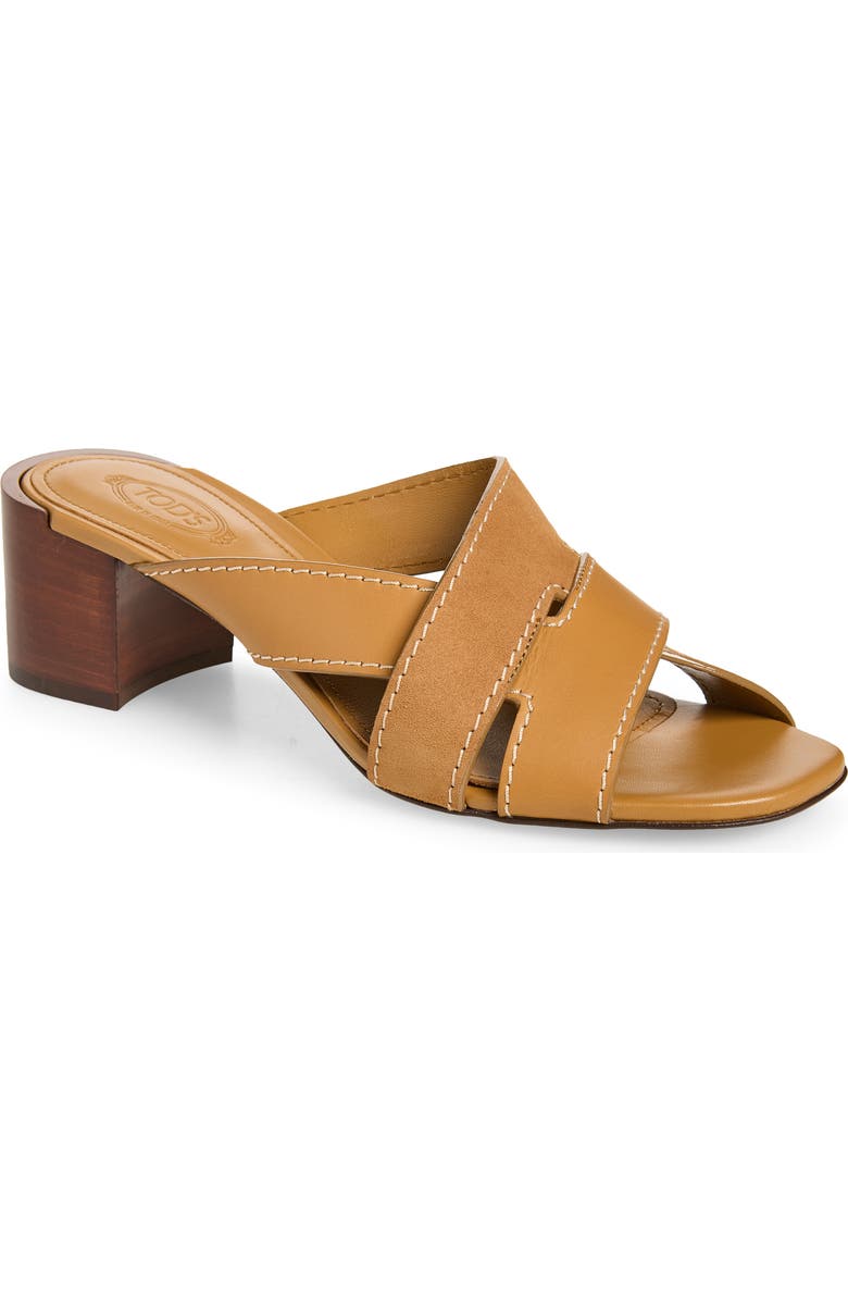Tod's Block Heel Slide Sandal, Main, color, Biscotto Chiaro