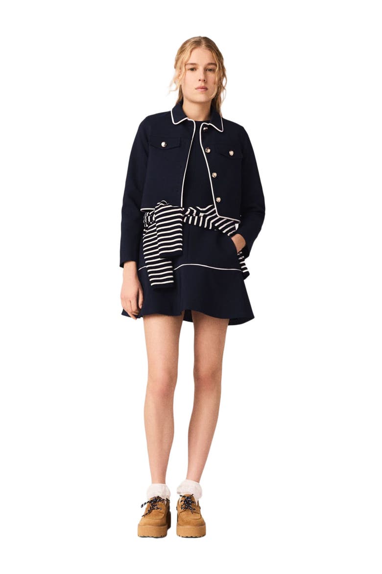 Short jacket with contrast trim, Alternate, color, Navy