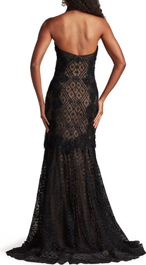 Embroidered Sequin Lace Halter Neck Gown