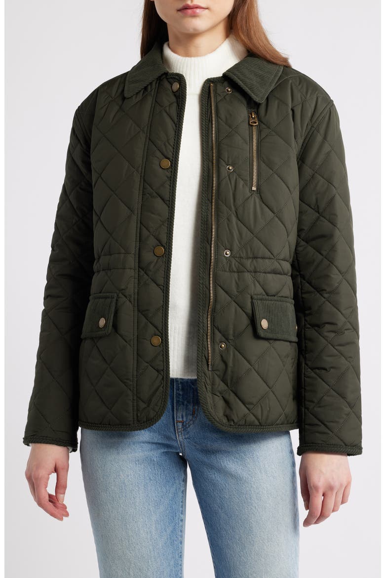 Quilted Hunting Jacket, Main, color, DARK MOSS
