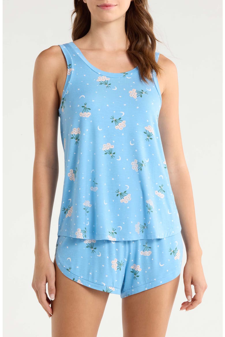 Good Times Short Pajamas, Main, color, BLUE FLORAL MOONS