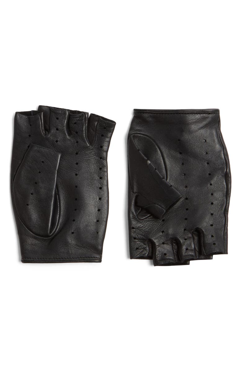 Valentino Garavani VLOGO Fingerless Leather Gloves, Alternate, color, Black