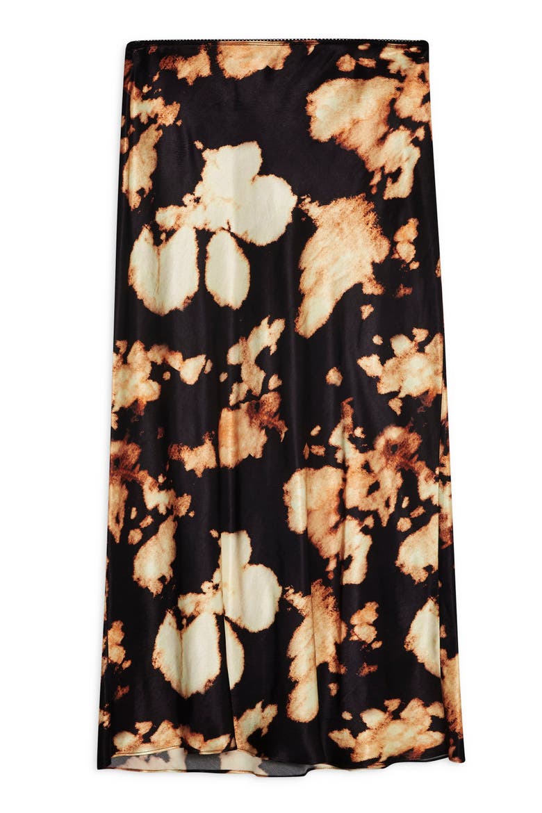 Tie Dye Bias Midi Skirt, Alternate, color, BLACK MULTI