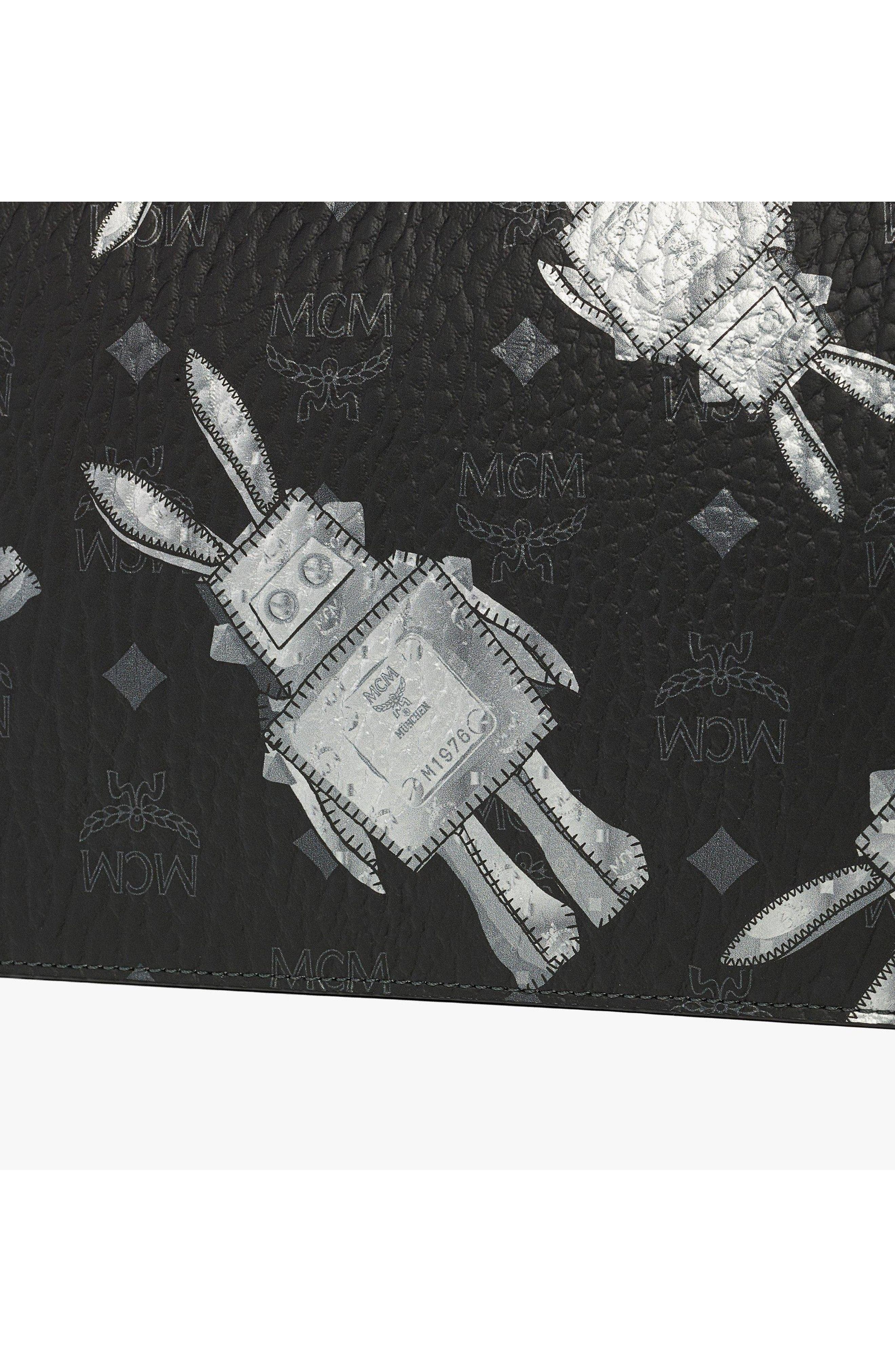 MCM Wristlet Standing Pouch w/ Chain Strap in Rabot Visetos, Alternate, color, Black