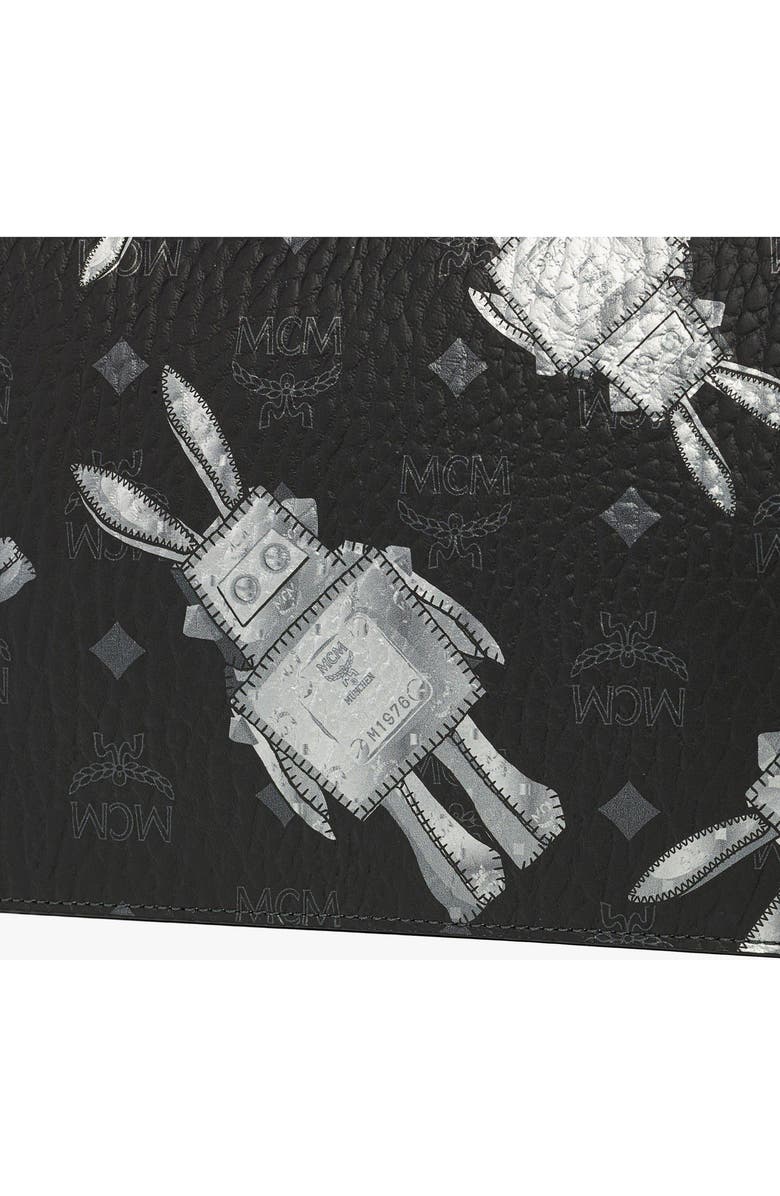 MCM Wristlet Standing Pouch w/ Chain Strap in Rabot Visetos, Alternate, color, Black