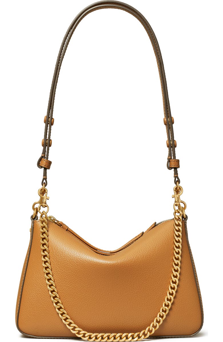 Tory Burch Small Perry Leather Shoulder Bag, Main, color, Autumn Brown