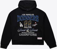 Mitchell & Ness Women's Mitchell & Ness Black Los Angeles Dodgers Back 2 Back Trophies Cropped Hoodie