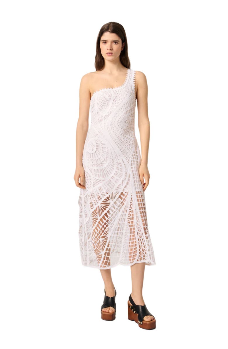 maje Asymmetrical crochet maxi dress, Main, color, 