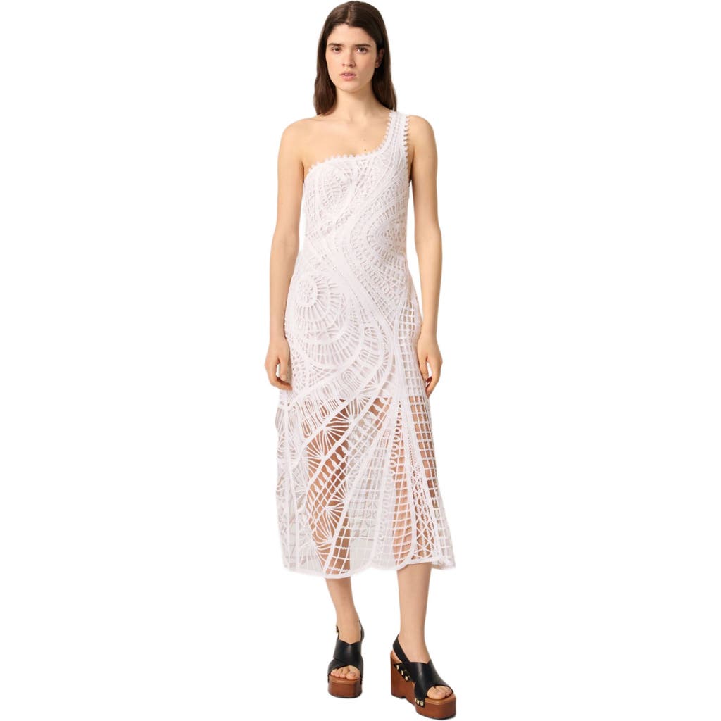 maje Asymmetrical crochet maxi dress in White  product