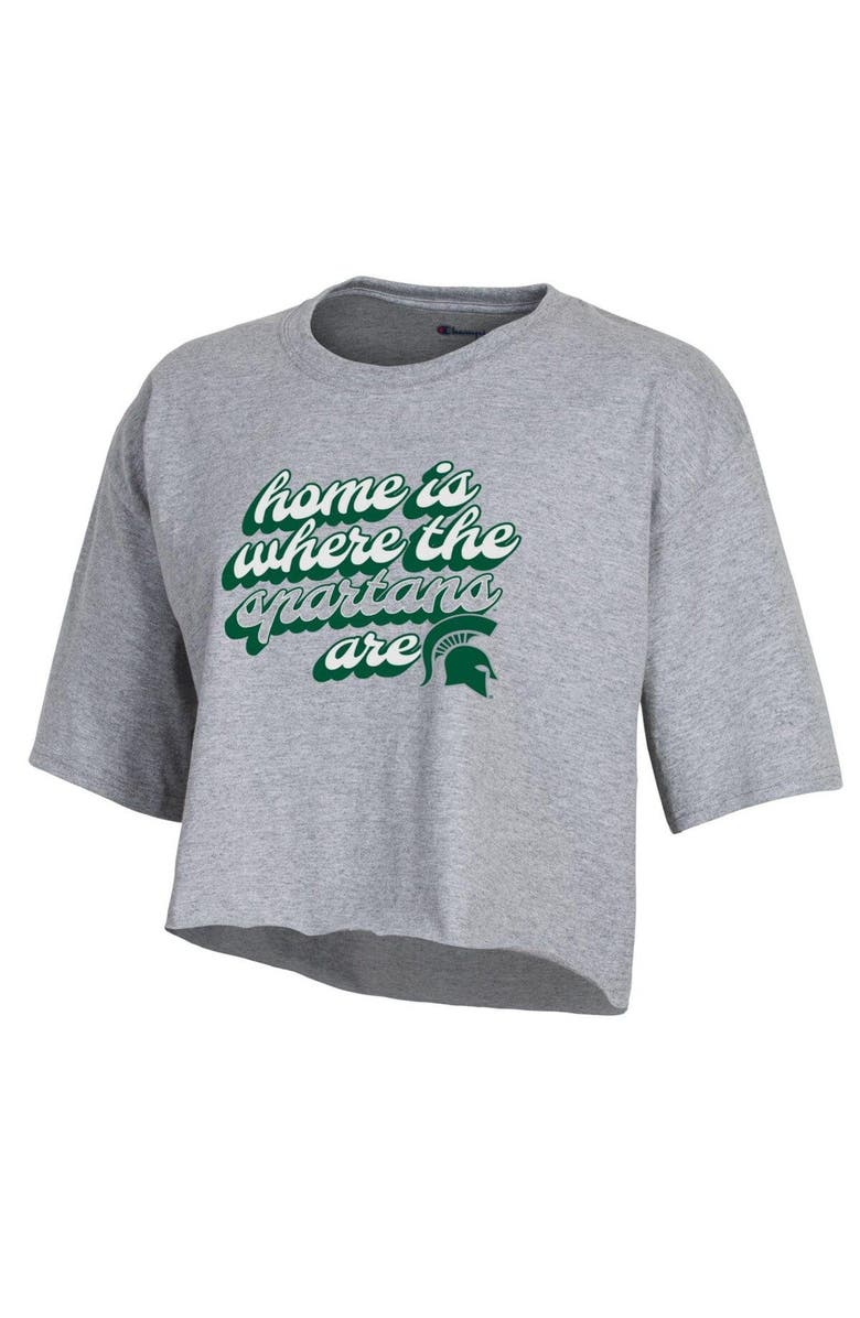 Champion Women's Champion Heather Gray Michigan State Spartans Boyfriend Cropped T-Shirt, Alternate, color, Heather Gray