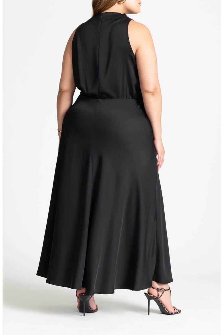 Draped Satin Maxi Dress, Alternate, color, BLACK ONYX
