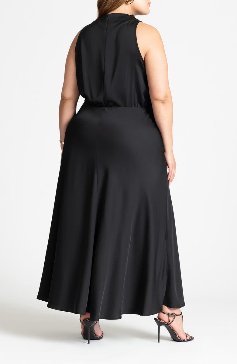 ELOQUII Drape Belted Halter Maxi Dress, Alternate, color, 