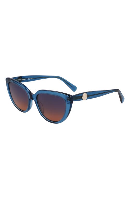 Longchamp Le Pliage 53mm Gradient Cat Eye Sunglasses In Transparent Blue